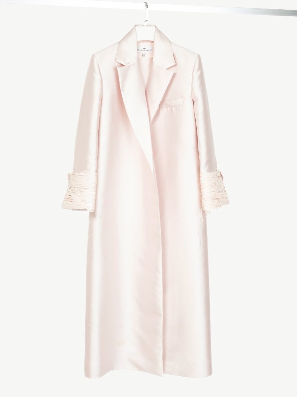 MARMAR HALIM Pink Silk Duchess Satin Applique-Cuff Open-Front Coat
